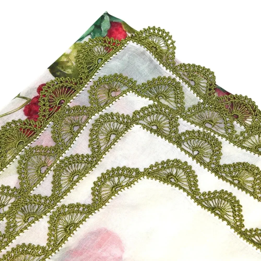 Tulbent Scarf Handmade Crochet Detailing NWOT